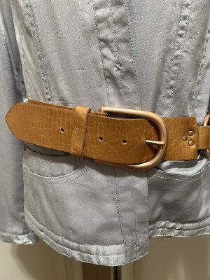 Linea Pelle Wide Woven Leather Belt - Bronze Gold Brown Linea Pelle Brown Belt - Etsy main image 4