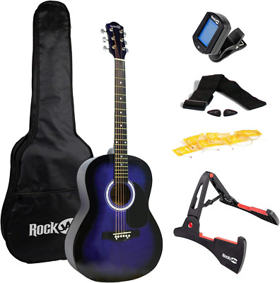 Complete Acoustic Guitar Superkit with Stand, Gig Bag, Tuner & Lessons - Blue