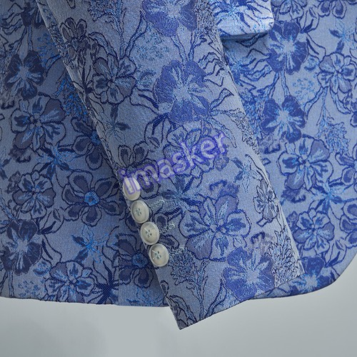 Shawl Collar Mens 3pcs Suits Jacket Vest Pants Floral Jacquard One Button Formal - Picture 3 of 31