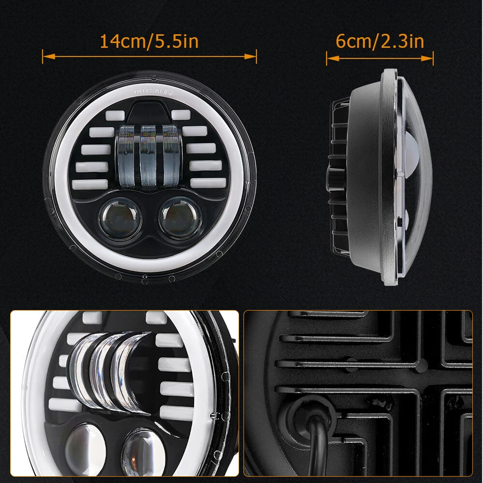 Faro LED 4 piezas 5,75" 5-3/4" alto/bajo DRL para Lincoln Continental 1962-1979 Foto 4 de 4