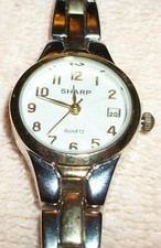 Vintage ladies Sharp Date Analog Watch Two-tone gold and silver New Battery