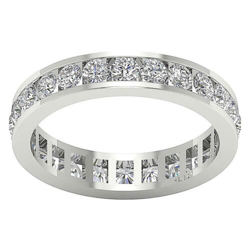 Bague anniversaire Eternity VVS1 E 2,25 ct taille ronde diamant or blanc 14 carats 4,20 mm - Photo 1 sur 8