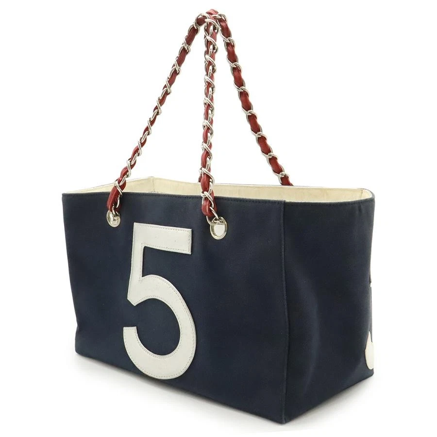 Bolso de Mano Chanel Coco Mark No.5 Hombro Lona Cuero Azul Marino Rojo Plata A18644 Foto 2 de 4