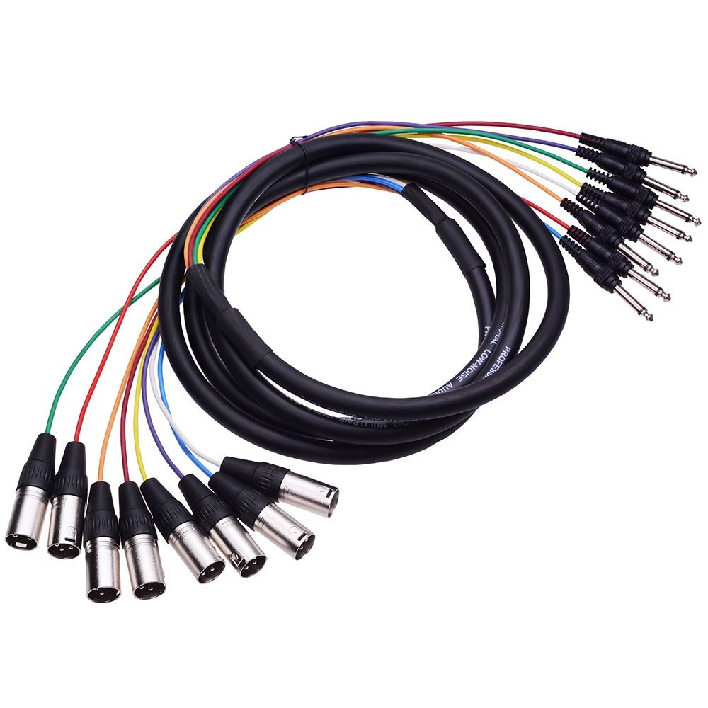 8 Way XLR Male to 6.35mm Mono Plug Audio Snake Lead Loom 3m