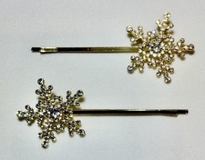 Gold plated Snowflake hair clips