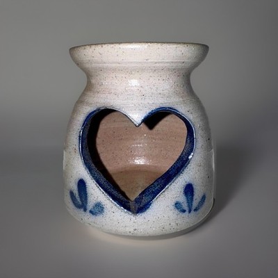 Rockdale Union Stoneware 1987 Heart Cutout Pottery Candle Holder