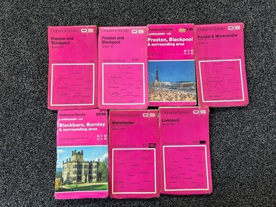 7 x Vintage Ordnance Survey OS  Map Bundle Vintage 1980s / 90s Job-Lot