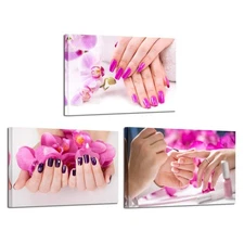 KREATIVE ARTS 3 Pieces Canvas Prints Purple Orchid Flowers Nail-Painting Wall...