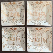 222 Fifth Set Of 4 Appetizer Plates - Quit Witchin’ Design