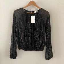 BNWT Ladies Tamara H Black Sequinned Top, UK Size S, Tagged
