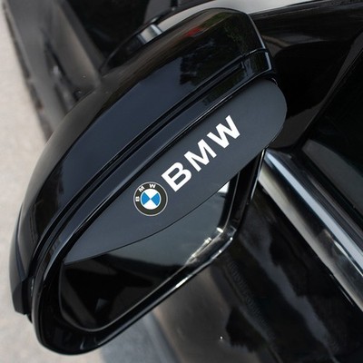 2PC Black Car Rear View Side Mirror Rain Eyebrow Guard Sun Visor Trim for BMW