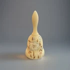 Vintage FENTON Satin Custard Hand Painted Artist Signed Bell Brown Blue Flowers