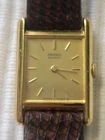 Vintage Seiko "Tank" Style Ladies Vintage Gold Tone Quartz Watch 160427 Working