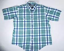 Vtg 70s ARROW SPORTSWEAR MENS SHIRT size XL SHORT SLEEVE Plaid Dad - see photos