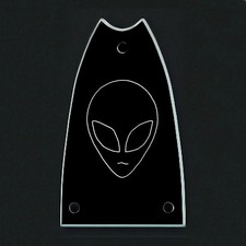 GUITAR TRUSS ROD COVER - Engraved Etch - Fits EPIPHONE Scoop - ALIEN HEAD Black