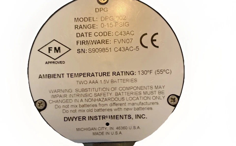 DWYER DPGA-00 Digital Pressure Gauge,30 InHG 41D942 - Image 2 of 2