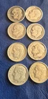 Lot of 8 Roosevelt Dimes 90% Silver: Assorted 1946-1964
