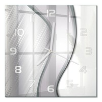Quadratische Moderne Wanduhr Aus Glas Metallabstraktion WeißE Zeiger 30X30 Cm