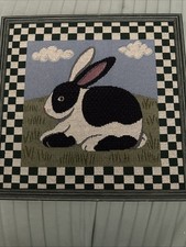 Framed Needlepoint Bunny Precious