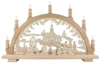 Holz Schwibbogen Lichterbogen 230V Inkl. 6 ErsatzglüHbirnen - Seiffener Kirche