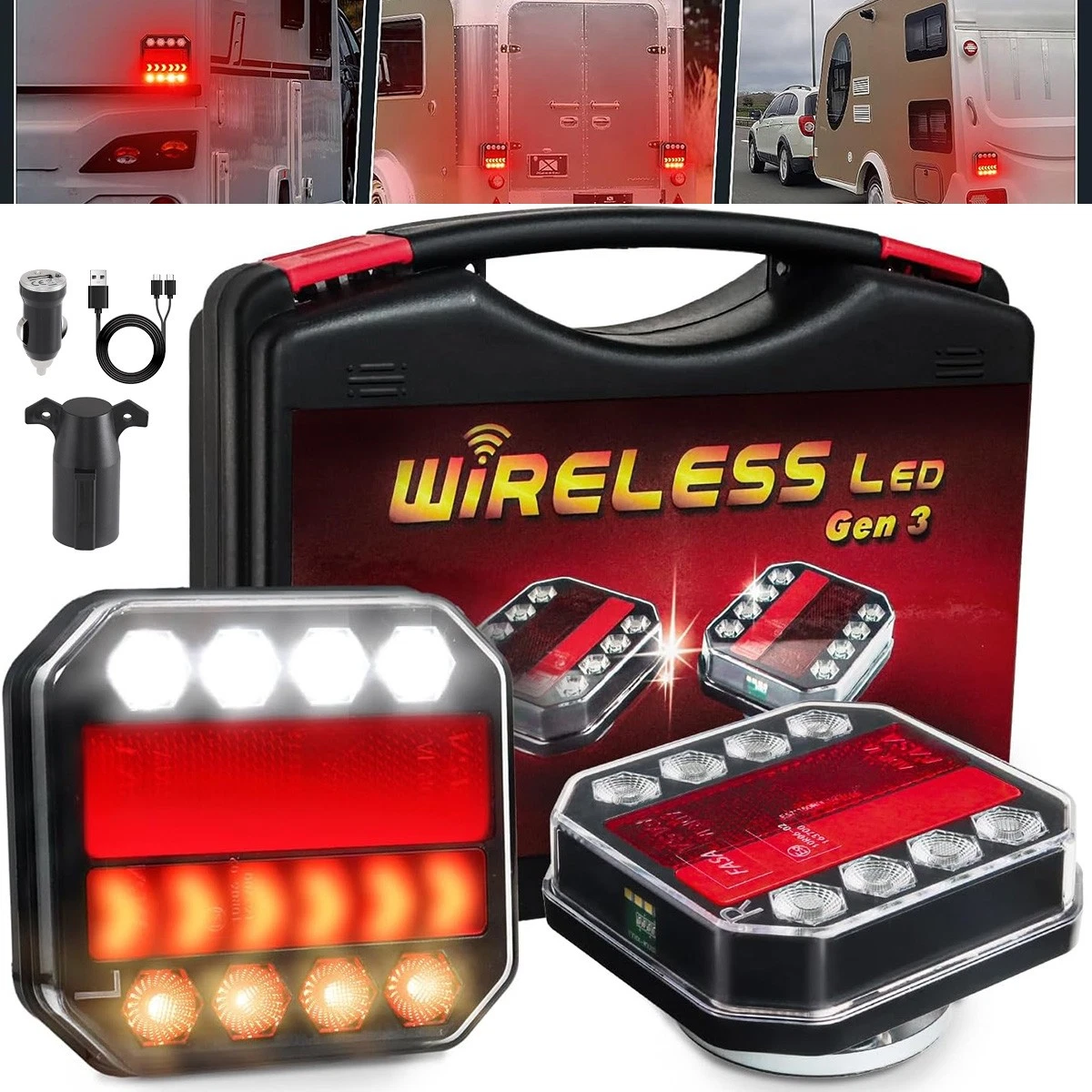 Wireless Magnetic Trailer Lights – Rechargeable LED TailLight Kit For Trailer
