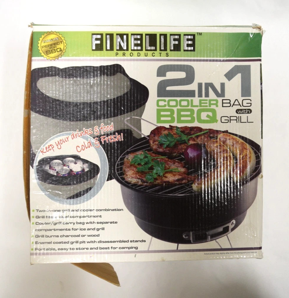 FineLife 2 In 1 Cooler Bag With BBQ Charcoal Grill Combo Set
