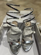 ALDO Spiral Strap Stiletto Strappy Silver Open Toe Heel Women's US 7.5 / EU 38