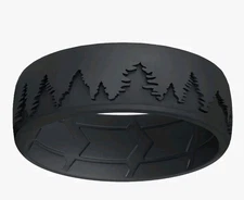 Black Forest/ trees, Silicone Engagement/ Wedding Ring For Men Size 16