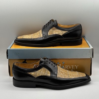 NEW Steve Harvey Mens Genuine Crocodile Black&Beige Dress Shoes SZ 7