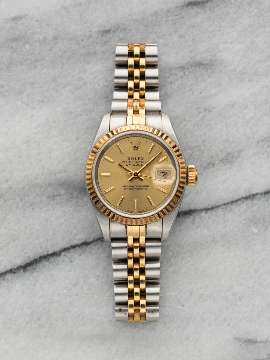 Vintage 1990 Rolex Lady-Datejust 69173 Two-Tone Auto Champagne