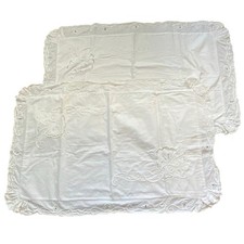 Vintage white King embrodiered pillow shams