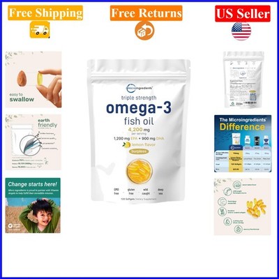 Triple Strength Omega-3 Fish Oil Softgels 4200mg, Lemon, 120 Count