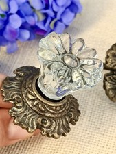 Antique Bronze w/Glass Drawer Pulls Hardware Handles Vintage Cabinet Door Knobs