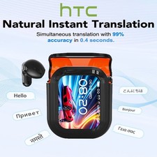 HTC NE20 Bluetooth 6.0 Earphones AI Translator Wireless Earbuds LCD Touch NEW