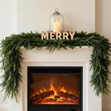 2 Pcs 6 Ft Artificial Norfolk Pine Garlands Real Touch Winter Greenery Garlan...