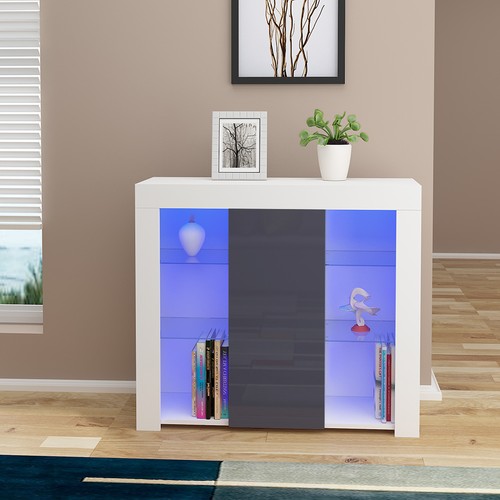 LED Storage Cabinet High Gloss Front Door Sideboard for Dining Room Display - Picture 11 of 41