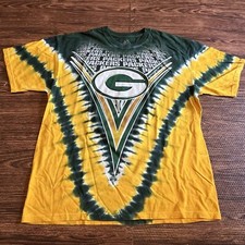 Vintage Y2K Majestic Green Bay Packers Tie Dye T-Shirt Men's Sz XL Double Sided