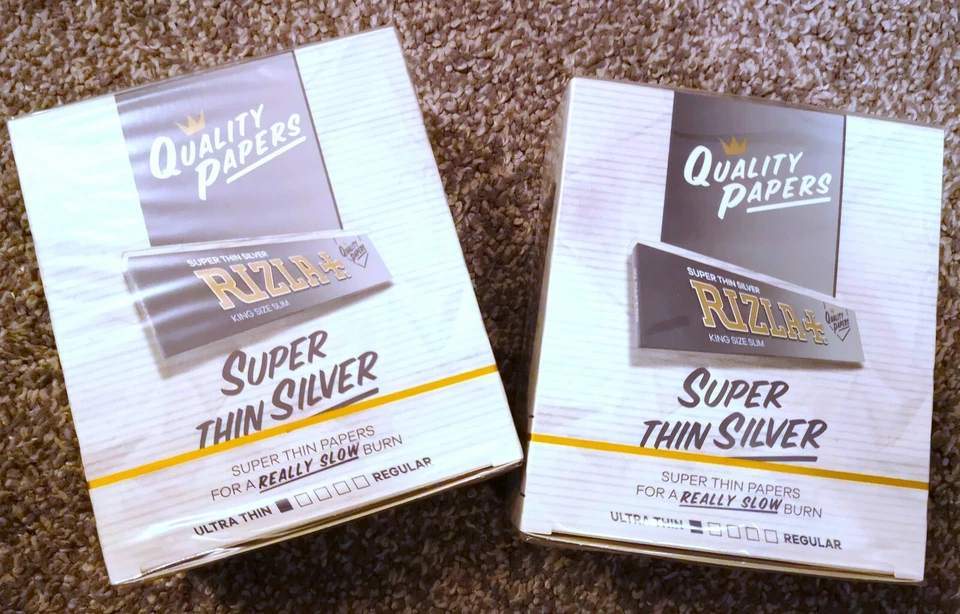 RIZLA SILVER KING SIZE SLIM ULTRA THIN CIGARETTE SMOKING ROLLING PAPERS ORIGINAL - Image 2 of 2
