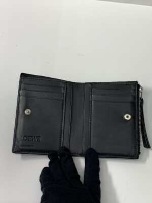 LOEWE PUZZLE Slim Compact Wallet Leather Black Bi-fold