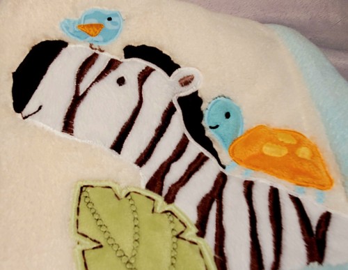 Carter's Embroidered Boa Super Soft Baby Blanket Zebra Turtle Jungle Play HTF - Picture 6 of 7