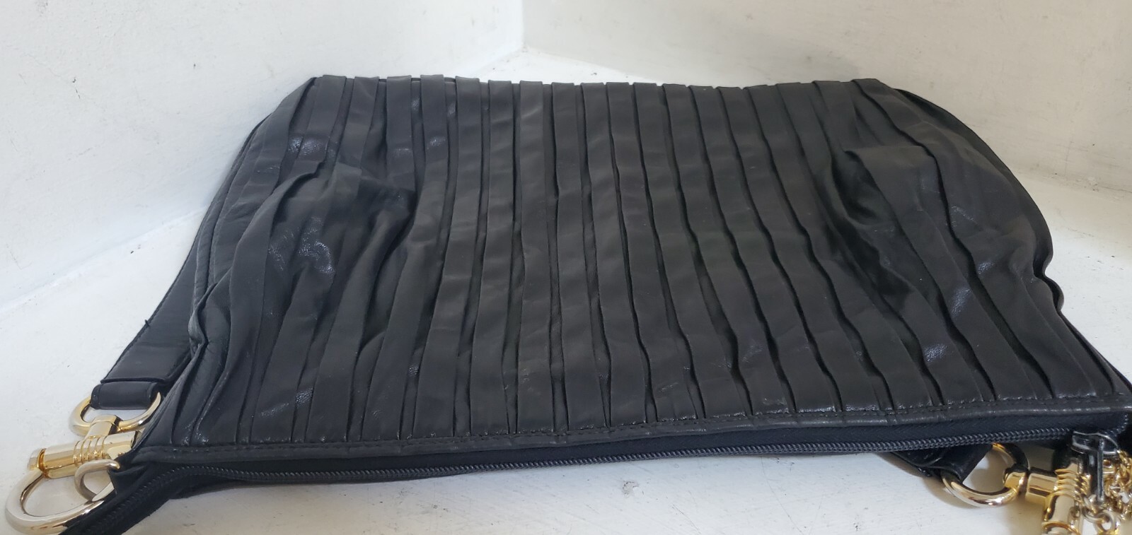 Cosci Italian soft leather shoulder bag, Black with p… Gem