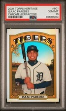 Isaac Paredes - 2021 Topps Heritage Chrome Refractor RC  PSA 10  #453/572