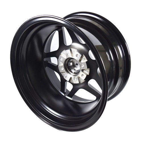 VMS Racing Delta 15X8 Black Polished Drag Rims Wheels 5X100 5X114 +20 5.3" BS x2 - 第 3/3 張圖片
