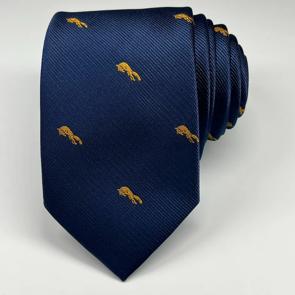 Corbata Auscufflinks Microfibra Hecha a Mano Para Hombre Azul Geométrico Saltando Zorros Foto 2 de 4