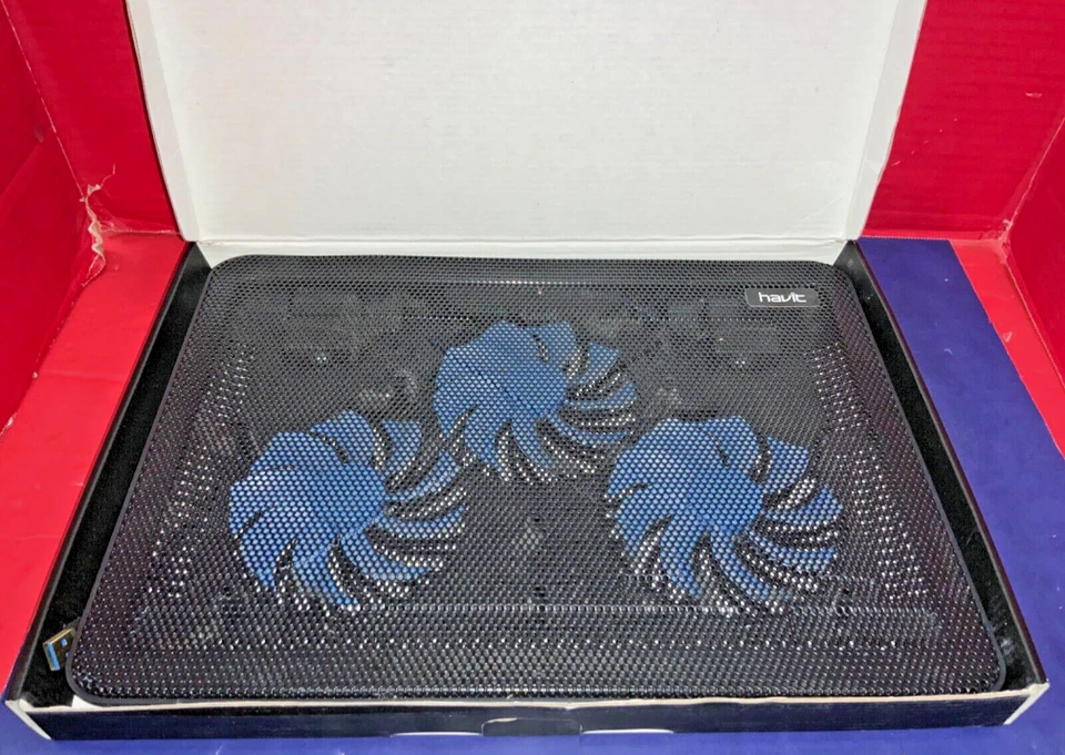 Almohadilla de enfriamiento Havit - Totalmente compatible con computadoras portátiles de hasta 17 pulgadas - CAJA ABIERTA TAL CUAL Foto 3 de 4