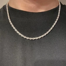 Real Solid Silver Chain .925 Silver Rope Chain 18in 4mm
