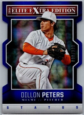2014 Panini Elite Extra Edition Status Blue Die-Cut /100 Dillon Peters #72