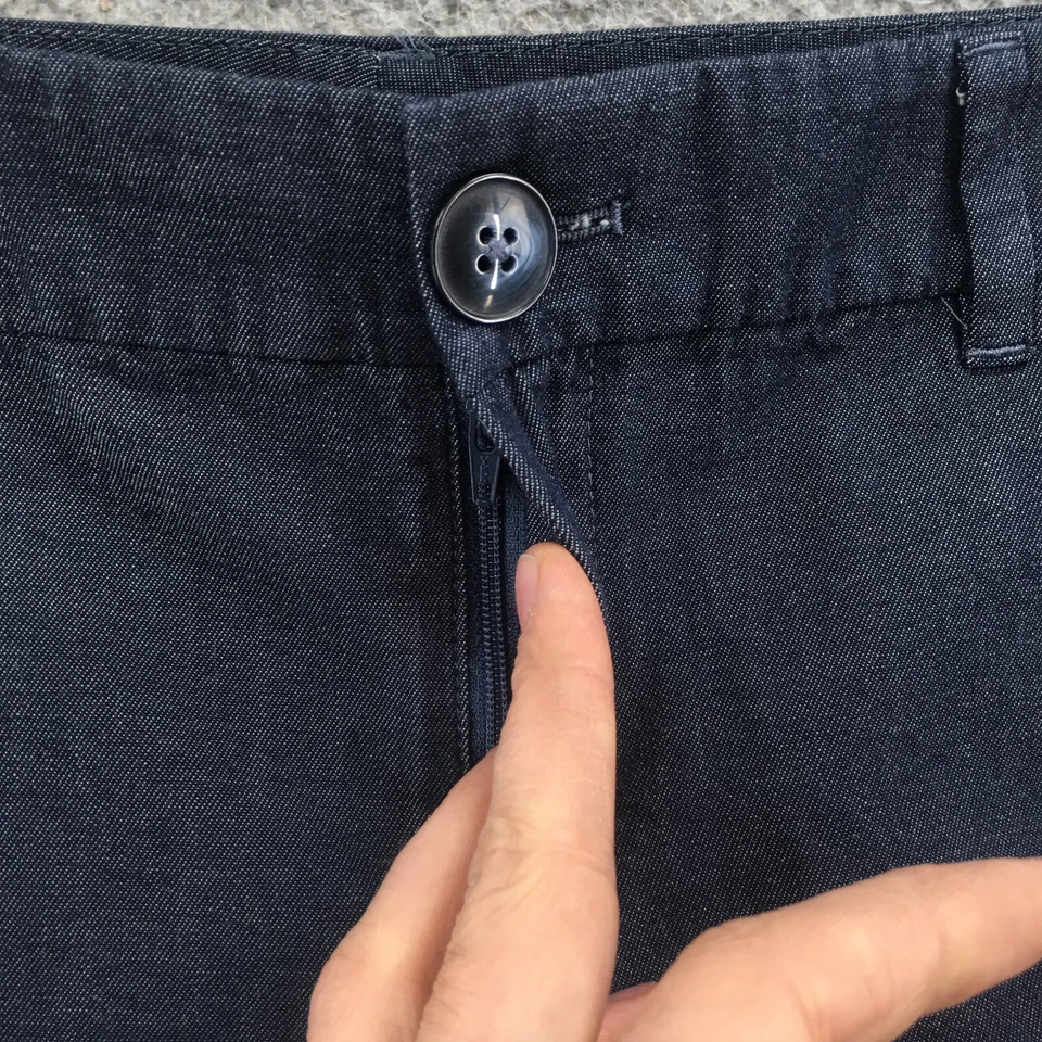 Ann Taylor Chino Shorts Womens 4 (Actual Size 32x6) Midrise Blue Denim Zip Fly - Image 3 of 4