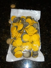 CROWN CAPS 144 YELLOW NEW BOTTLE CAPS STANDARD 26.5 SIZE FOR SODA & BEER BOTTLES