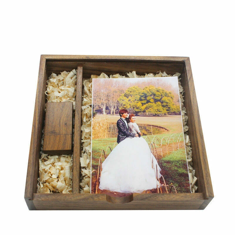 4 x 6 Photo Box Wood USB Flash Drive Free Custom Funeral Wedding Name Photo logo - Image 4 of 4